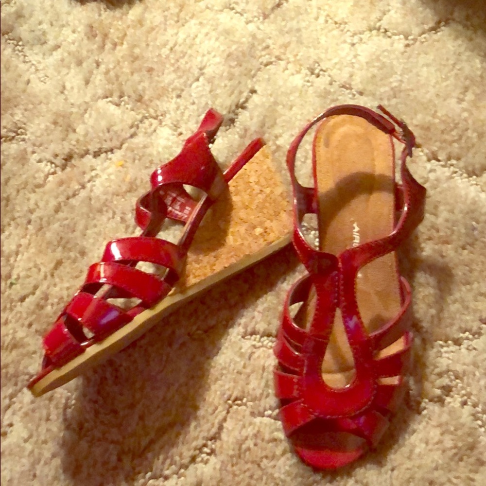 Red Wedge Sandal, like new!
